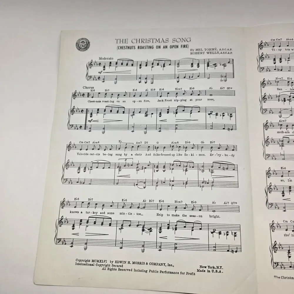 Vintage The Christmas Song Chestnuts Roasting Sheet Music Mel Tormé 1946